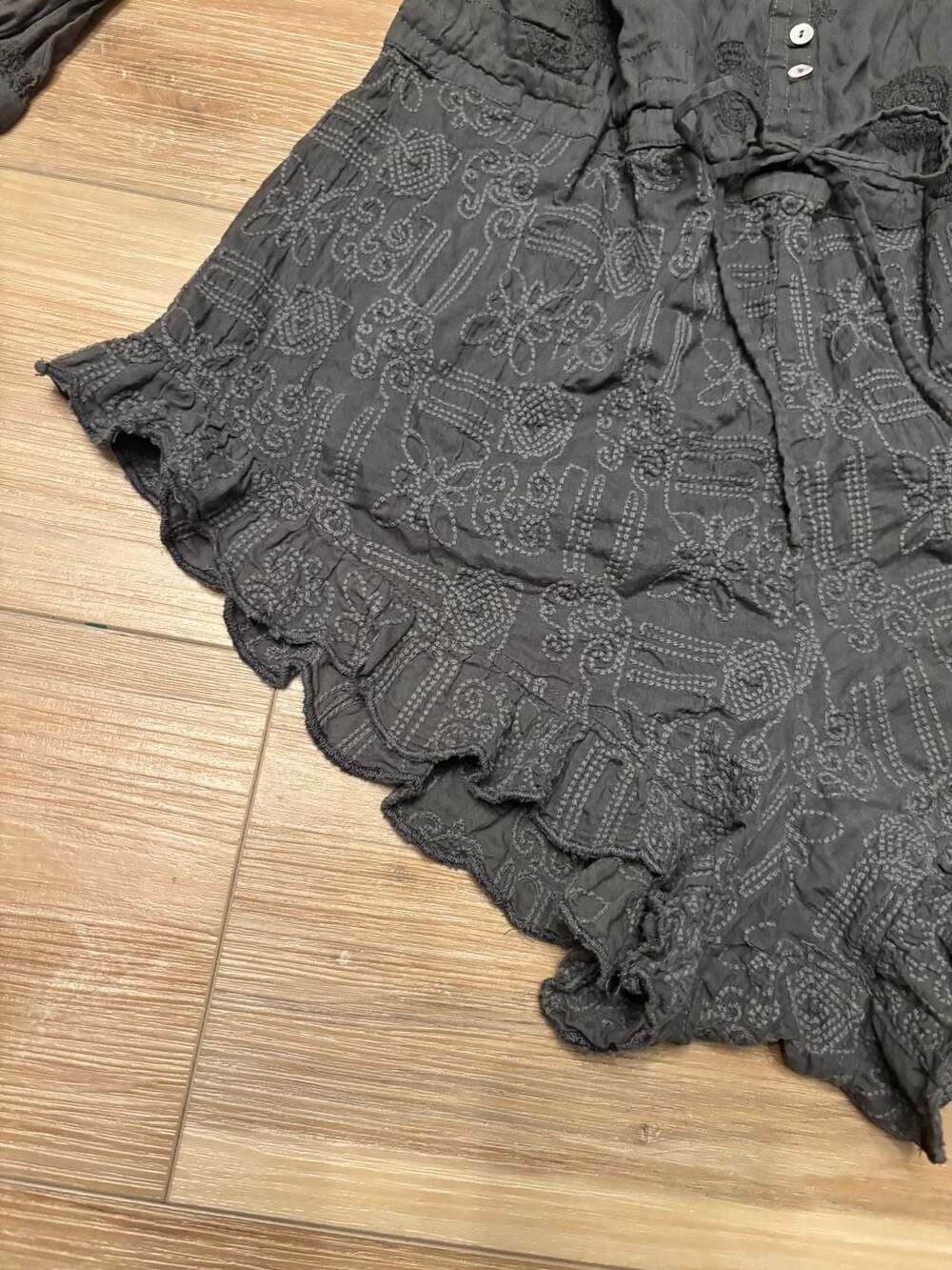 Sea Gypsies Drifter Embroidered Boho Long Sleeve Romper Gray Size L - Picture 2 of 6